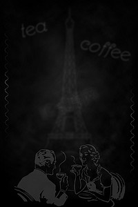 在咖啡馆、黑板上喝咖啡和茶会面