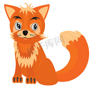 卡通的狐狸摄影照片_在白色背景上绘制的狐狸