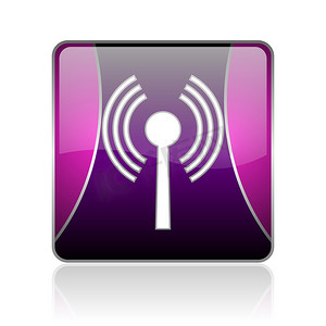 wifi 紫方形 web 光泽图标