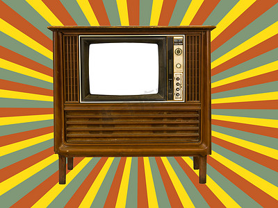 旧电视和复古太阳光线