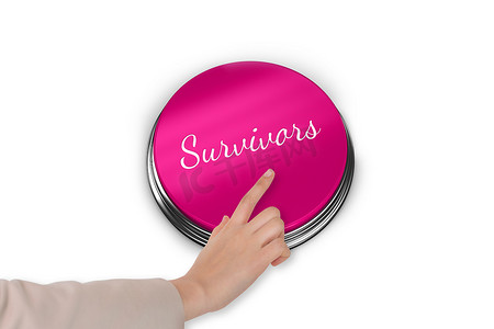 逐步提高摄影照片_手压粉红色按钮以提高对乳腺癌的认识