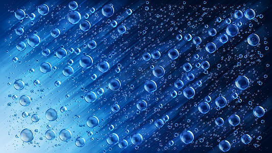 雨中的蓝色运动水滴
