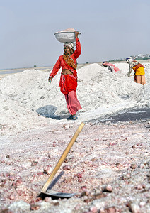 盐厂，Sambhar 盐湖，拉贾斯坦邦，印度