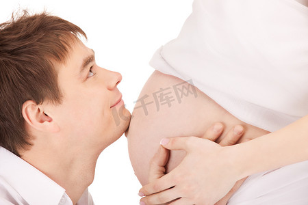 分娩摄影照片_男脸孕妇肚子