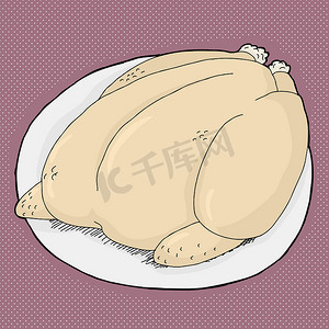 卡通手绘感恩节摄影照片_紫色的整个火鸡