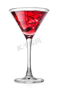 杯子加冰块摄影照片_加冰块的樱桃鸡尾酒