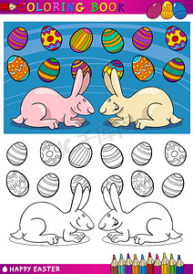 卡通兔子摄影照片_复活节兔子卡通插图着色
