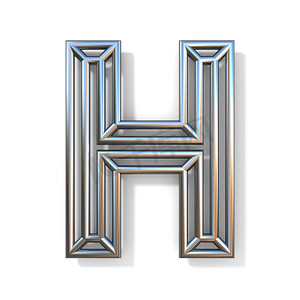 线轮廓字体字母 H 3d