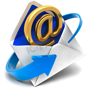 3d蓝色商务元素摄影照片_电子邮件签名和信封
