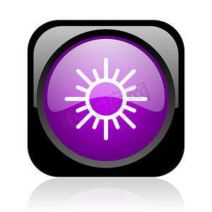 紫色流星摄影照片_太阳黑色和紫色方形 web 光泽图标