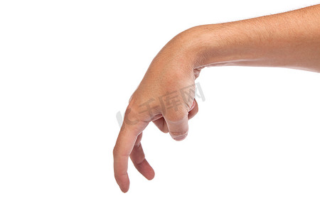 一只男性的手正在展示被白色隔离的行走手指