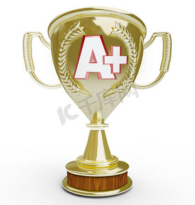 金奖杯第一名得分 A+ A Plus 字母等级