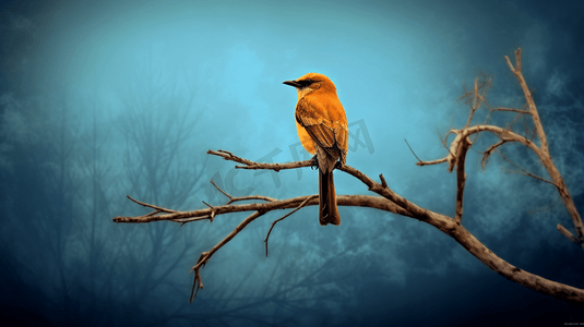 一只大鸟坐在树枝上