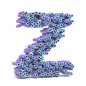 z摄影照片_紫色蓝色字体由管 LETTER Z 3D 制成