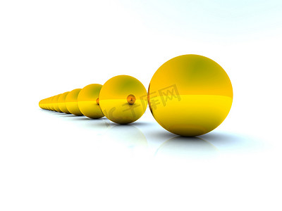 金色球体连续排列的金色球体