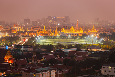 泰国夜景摄影照片_玉佛寺夜景