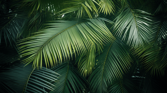 绿椰子棕榈叶