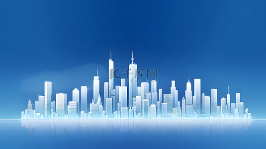 扁平商务蓝色背景图片_简约风格城市建筑背景