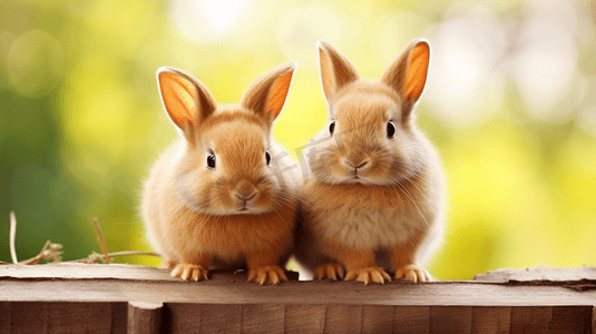 中秋浮雕兔子摄影照片_两只兔子挨着坐着