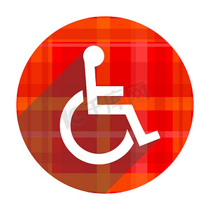 孤立的轮椅红色平面图标
