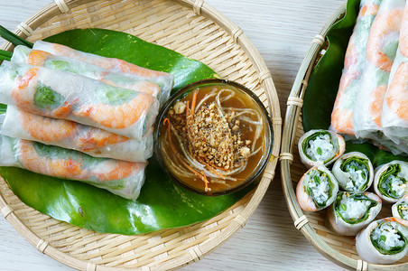 越南菜摄影照片_越南菜，goi cuon，沙拉卷