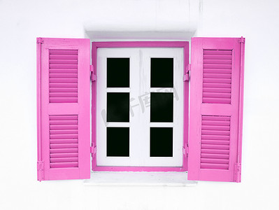 粉红色的希腊风格窗户