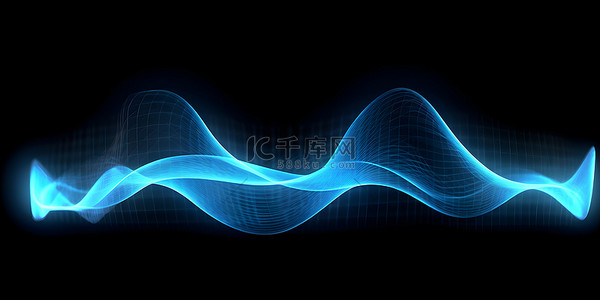 蓝色科技发光线条背景图片_科技波浪线条底纹背景