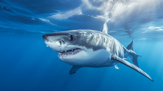 白鲨和灰鲨的水下摄影