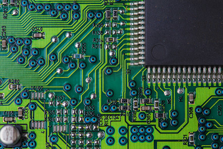 绿色印刷电路板的宏观图片-PCB