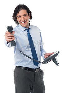 公司老板摄影照片_重要的业务电话给你老板！