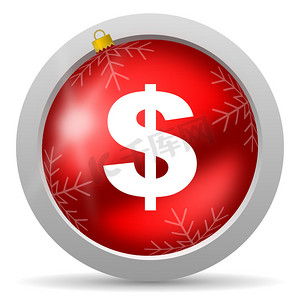 白色背景上的美元红色光泽圣诞图标