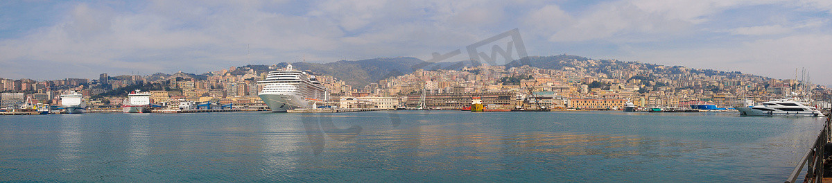 维多利亚港插画摄影照片_热那亚风景