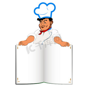 美食餐厅海报摄影照片_有趣的厨师和美食家的书籍菜单