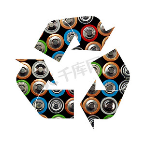 循环使用标志摄影照片_碱性电池回收标志