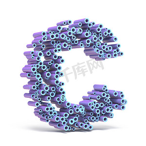 紫色蓝色字体由管 LETTER C 3D 制成