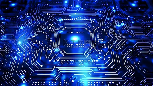 电脑科技蓝色背景图片_科技电子电路芯片