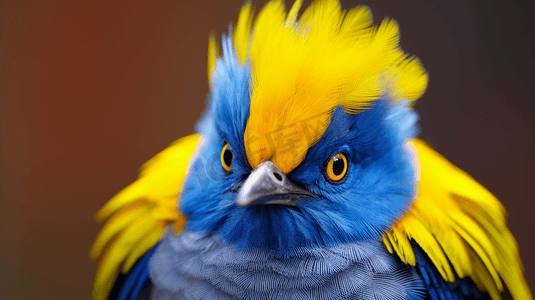 一只头黄蓝相间的鸟
