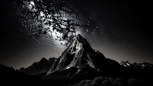 星夜下的黑白山