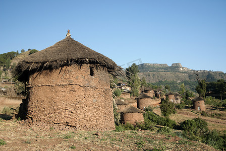 埃塞俄比亚拉利贝拉的传统非洲房屋