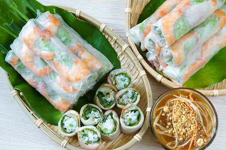 越南菜摄影照片_越南菜，goi cuon，沙拉卷