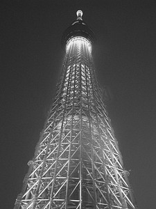 东京建筑细节，黑白视图