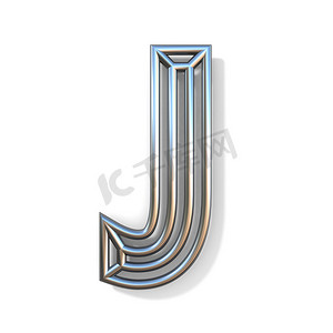 线轮廓字体字母 J 3d