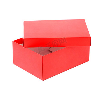 在白色背景上隔离的 Opend 红色鞋盒