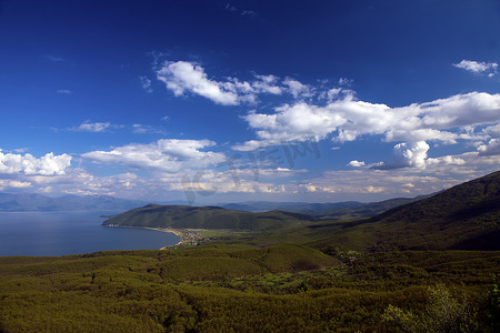 双11预热摄影照片_普雷斯帕湖，马其顿，透视图，