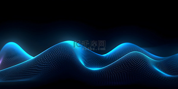 蓝色科技发光线条背景图片_科技波浪线条底纹背景