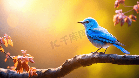 一只蓝白相间的鸟坐在树枝上