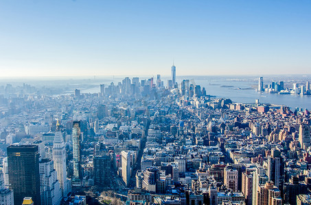 纽约市曼哈顿天际线航拍