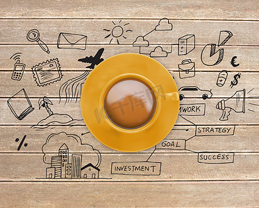 黄色咖啡的合成图像