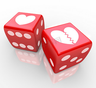 破碎的心在骰子上冒险恋爱关系的心