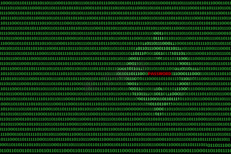 二进制计算机代码背景，带红色密码
